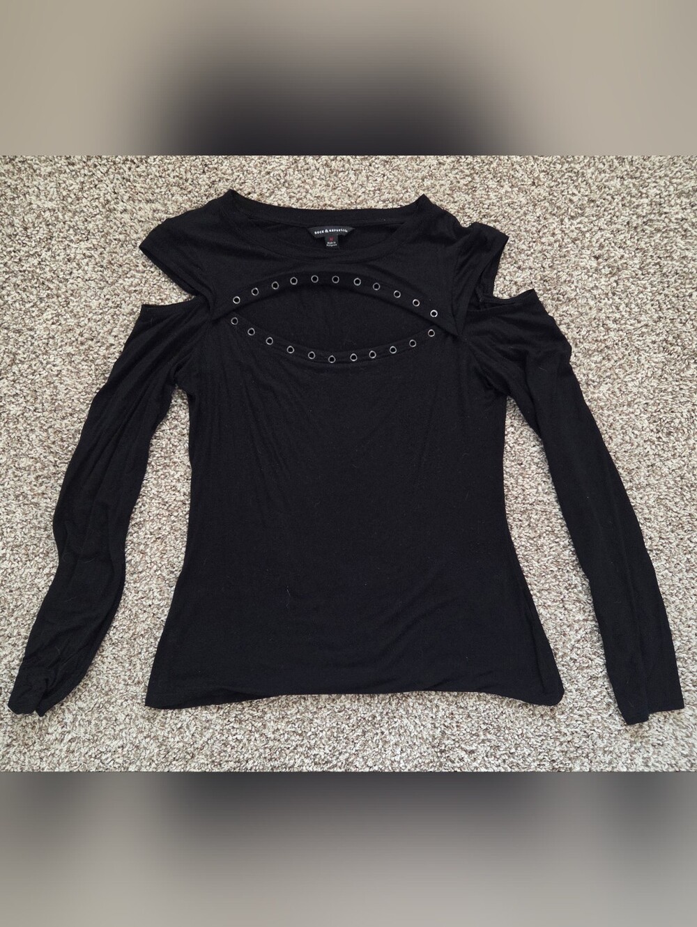 Rock & Republic Black Crew Neck Top